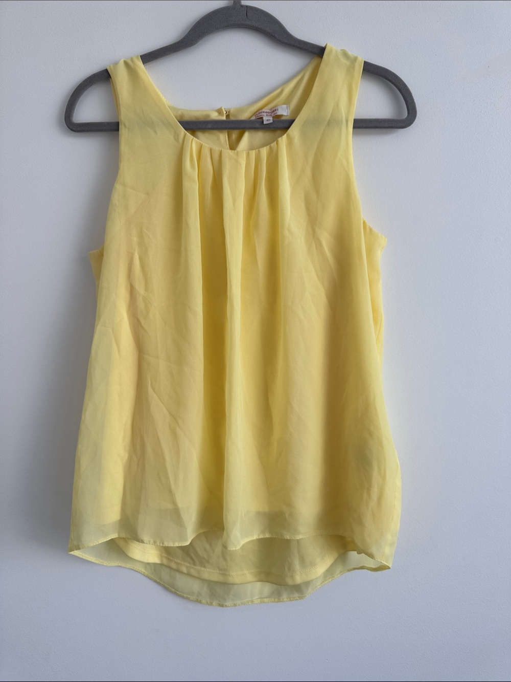 Yellow Sleeveless Pleated Chiffon Camisole